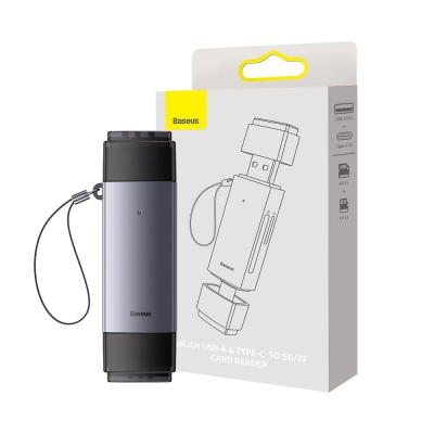 Baseus Lite Series USB-A & Type-C to SD/TF Card Reader (WKQX060113)-Dark Gray