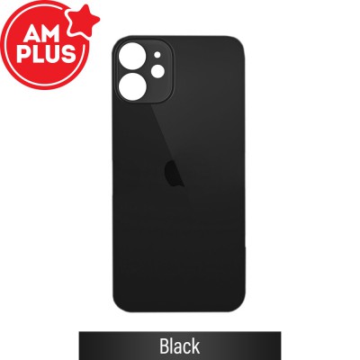 AMPLUS Rear Glass With 3M Adhesive Replacement for iPhone 12-Black