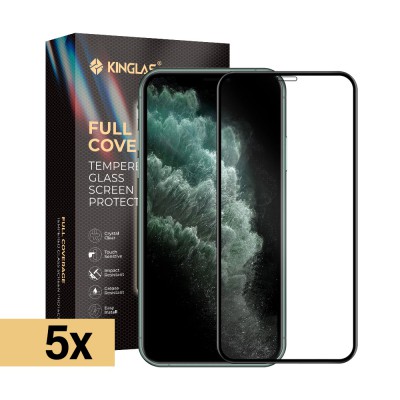 Kinglas 5 Packs Screen Printing Full Screen Black Edge Tempered Glass Screen Protector For iPhone X / XS / 11 Pro