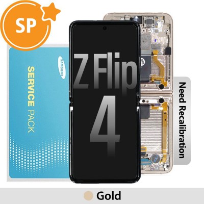 Samsung Galaxy Z Flip4 F721B Screen Replacement with Frame Digitizer GH82-30238G (Service Pack)-Gold (Blackout issue fix: https://youtu.be/CEnwc6FKJLk)