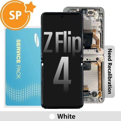 Samsung Galaxy Z Flip4 F721B Screen Replacement with Frame Digitizer GH82-30238F (Service Pack)-White (Blackout issue fix: https://youtu.be/CEnwc6FKJLk)