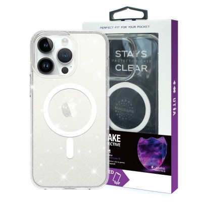 UTIA Ultimake Glitter Shockproof Transparent Magsafe Cover Case for iPhone 15 Plus-Shiny Clear
