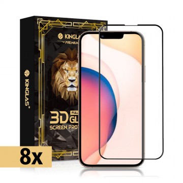 Kinglas 8 Packs Full Coverage Tempered Glass Screen Protector For iPhone 13 Pro Max / 14 Plus