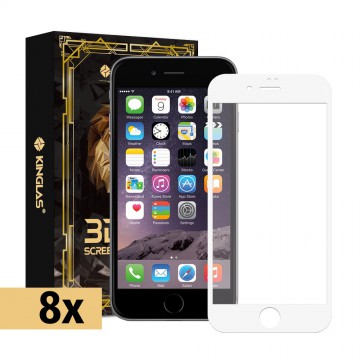 Kinglas 8 Packs Full Coverage Tempered Glass Screen Protector For iPhone 7 Plus / 8 Plus-White