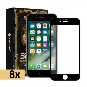 Kinglas 8 Packs Full Coverage Tempered Glass Screen Protector For iPhone 7 / 8-Black