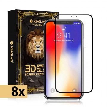 Kinglas 8 Packs Full Coverage Tempered Glass Screen Protector For iPhone XS Max / 11 Pro Max