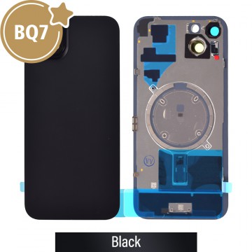 BQ7 Rear Cover Glass with Camera Lens Glass and Magsafe Magnet for iPhone 15 Plus (NO LOGO)-Black