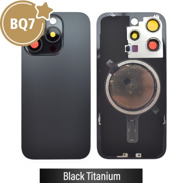 BQ7 Rear Cover Glass with Camera Lens Glass and Magsafe Magnet for iPhone 15 Pro (NO LOGO)-Black Titanium