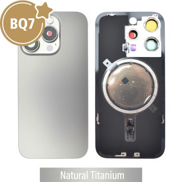 BQ7 Rear Cover Glass with Camera Lens Glass and Magsafe Magnet for iPhone 15 Pro (NO LOGO)-Natural Titanium