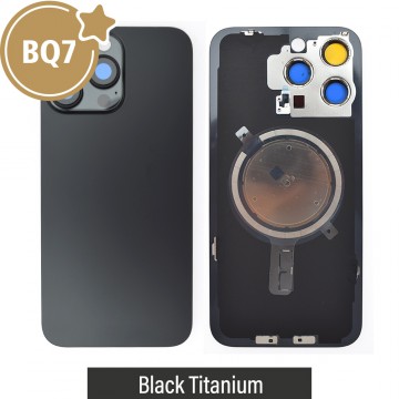 BQ7 Rear Cover Glass with Camera Lens Glass and Magsafe Magnet for iPhone 15 Pro Max (NO LOGO)-Black Titanium