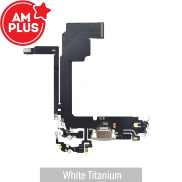 AMPLUS Charging Port for iPhone 15 Pro Max -White Titanium