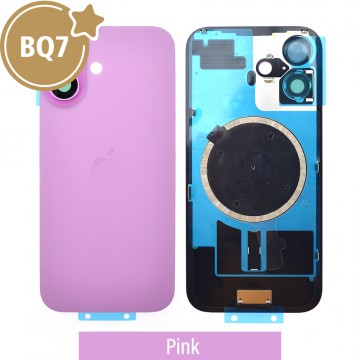 BQ7 Rear Cover Glass with Camera Lens Glass and Magsafe Magnet for iPhone 16-Pink