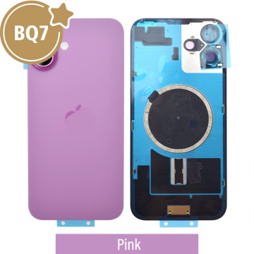 BQ7 Rear Cover Glass with Camera Lens Glass and Magsafe Magnet for iPhone 16 Plus-Pink