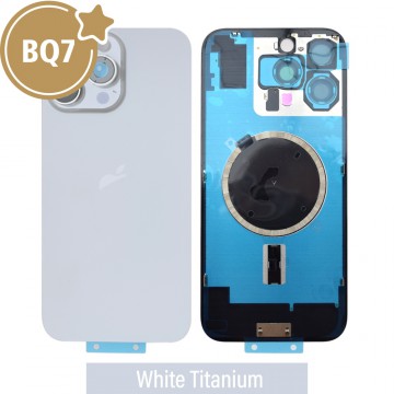 BQ7 Rear Cover Glass with Camera Lens Glass and Magsafe Magnet for iPhone 16 Pro Max-White Titanium