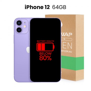 Apple Used Fully Functional iPhone 12 64GB Below 80% Battery Health - Grade B (Good)