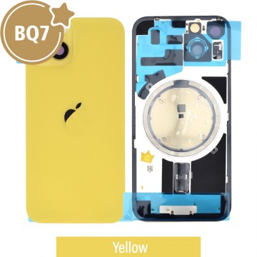 BQ7 Rear Cover Glass with Camera Lens Glass and Wireless Charging Magnet for iPhone 14-Yellow