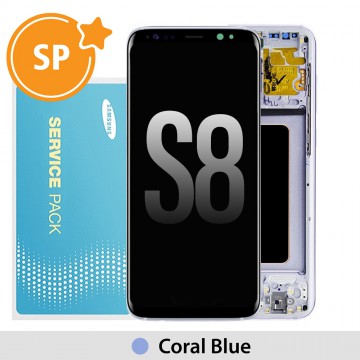 Samsung Galaxy S8 G950F OLED Screen Replacement with Frame Digitizer GH97-20457D (Service Pack)-Coral Blue