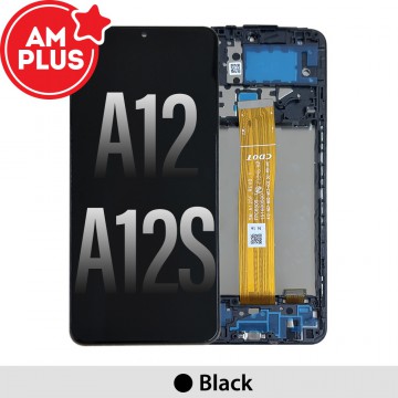 AMPLUS LCD Screen Replacement Digitizer with Frame for Samsung Galaxy A12s  A127 / A12 A125-Black