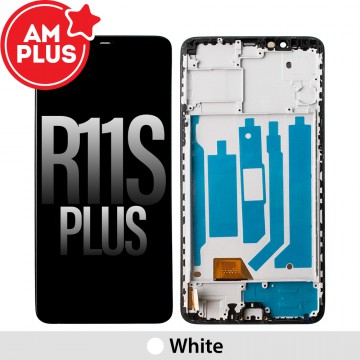 AMPLUS LCD Screen Digitizer with Frame for OPPO R11s Plus-White