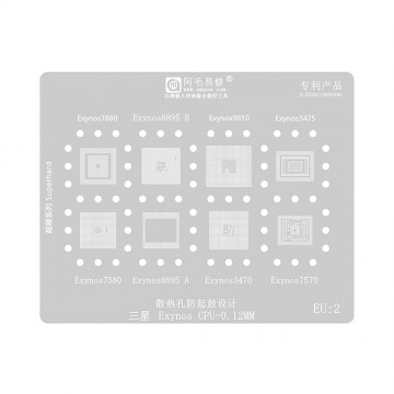 AMAOE BGA Reballing Stencil With CPU Position EU2 for Samsung Exynos