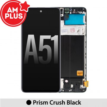 AMPLUS OLED Screen Replacement Digitizer with Frame for Samsung Galaxy A51 A515F-Prism Crush Black