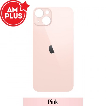 AMPLUS Rear Glass With 3M Adhesive Replacement for iPhone 13 mini (Camera Frame Aseembly by Factory)-Pink