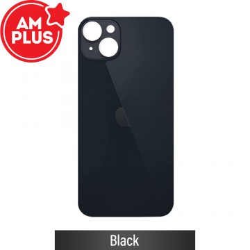 AMPLUS Rear Glass With 3M Adhesive Replacement for iPhone 14 Plus (Camera Frame Aseembly by Factory)-Black