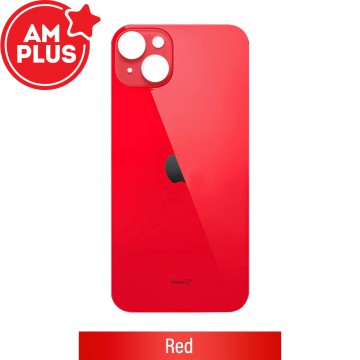 AMPLUS Rear Glass With 3M Adhesive Replacement for iPhone 14 Plus (Camera Frame Aseembly by Factory)-Red