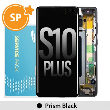 Samsung Galaxy S10 Plus G975F OLED Screen Replacement with Frame Digitizer GH82-18849A/18834A/18857A (Service Pack)-Prism Black