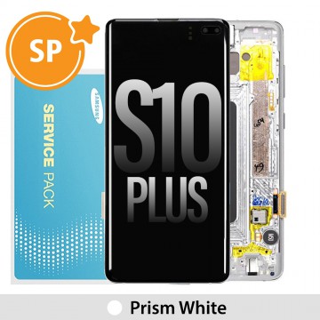 Samsung Galaxy S10 Plus G975F OLED Screen Replacement with Frame Digitizer GH82-18849B/18834B (Service Pack)-Prism White