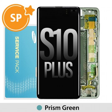 Samsung Galaxy S10 Plus G975F OLED Screen Replacement with Frame Digitizer GH82-18849E/18834E/18857E (Service Pack)-Prism Green