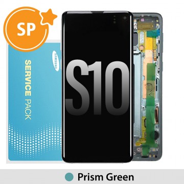 Samsung Galaxy S10 G973F OLED Screen Replacement with Frame Digitizer GH82-18850E/18835E (Service Pack)-Prism Green