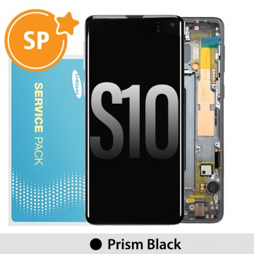 Samsung Galaxy S10 G973F OLED Screen Replacement with Frame Digitizer GH82-18850A/18835A/18860A (Service Pack)-Prism Black