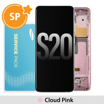 (With Front Camera) Samsung Galaxy S20 G980/G981 OLED Screen Replacement Digitizer GH82-22131C/22123C (Service Pack)-Cloud Pink