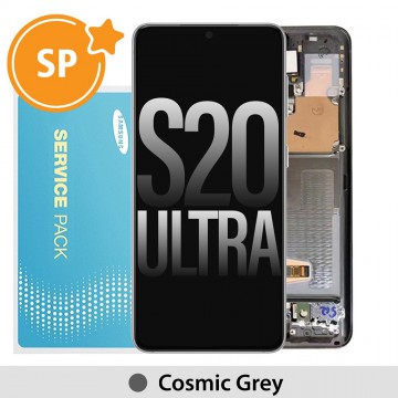 Samsung Galaxy S20 Ultra G988 OLED Screen Replacement with Frame Digitizer without Front Camera GH82-22327B/22271B (Service Pack)-Cosmic Grey