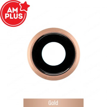 AMPLUS Rear Camera Lens with Bezel for iPhone 8-Gold