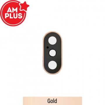 AMPLUS Rear Camera Lens with Bezel for iPhone XS / XS Max-Gold (Real Sapphire, Premium Quality)