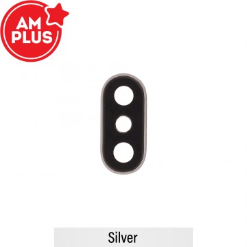 AMPLUS Rear Camera Lens with Bezel for iPhone XS / XS Max-Silver (Real Sapphire, Premium Quality)