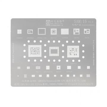 AMAOE BGA Reballing Stencil With CPU Position SAM15 for Samsung Galaxy S21 / S21 Plus / S21 Ultra Series etc