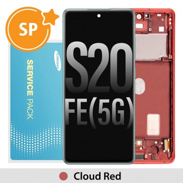 Samsung Galaxy S20 FE G780 / G781 OLED Screen Replacement with Frame Digitizer GH82-24220E/GH82-24214E/GH82-24219E/GH82-31328E (Service Pack)-Cloud Red