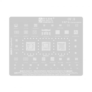 AMAOE BGA Reballing Stencil With CPU Position OV8 for OPPO A96 / VIVO Y77 / Realme 10 / iQOO U5 / U5e / Z6x etc