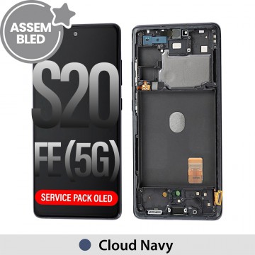 ASSEMBLED OLED Screen Replacement with Frame for Samsung Galaxy S20 FE G780 / G781-Cloud Navy