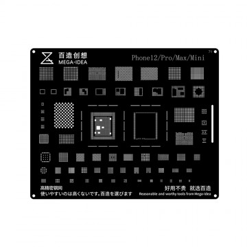Qianli Mega-IDEA Black Stencils (IC & CPU) Compatible for iPhone 12 mini / 12 / 12 Pro / 12 Pro Max