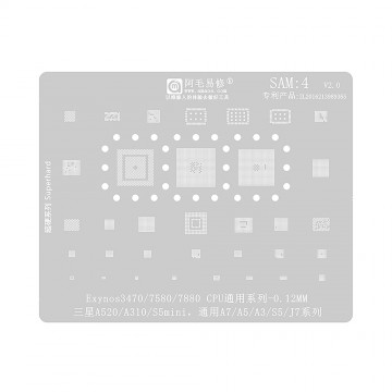 AMAOE BGA Reballing Stencil With CPU Position SAM4 for Samsung Galaxy A3 (2016) / A5 (2017) / A7 / S5 mini / J7
