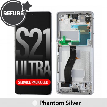 Samsung Galaxy S21 Ultra 5G G998 REFURB OLED Screen Replacement Digitizer with Frame-Phantom Silver