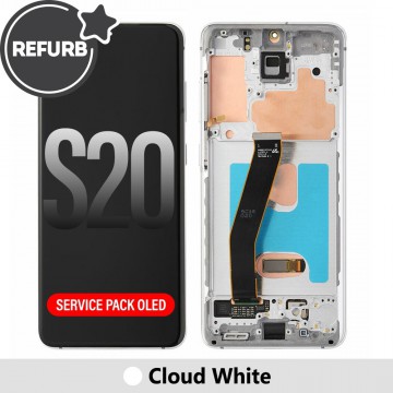 Samsung Galaxy S20 G980F REFURB OLED Screen Replacement Digitizer with Frame-Cloud White