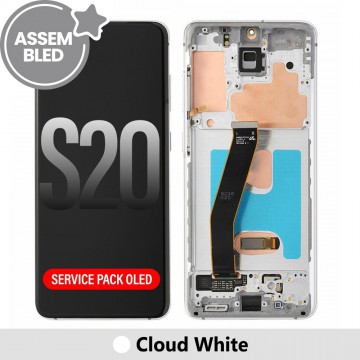 ASSEMBLED OLED Screen Replacement with Frame for Samsung Galaxy S20 G980F-Cloud White