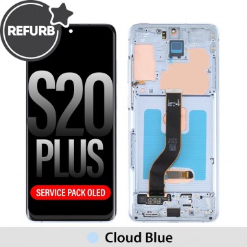 Samsung Galaxy S20 Plus REFURB OLED Screen Replacement Digitizer with Frame G985 / G986-Cloud Blue