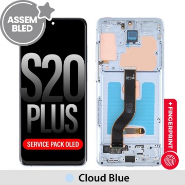 ASSEMBLED OLED Screen Replacement with Frame for Samsung Galaxy S20 Plus G985 / G986-Cloud Blue