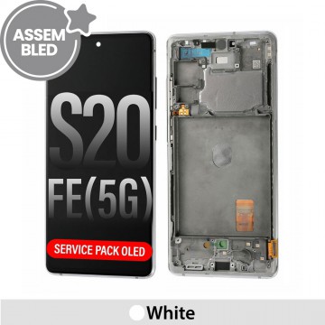 ASSEMBLED OLED Screen Replacement with Frame for Samsung Galaxy S20 FE 5G G780/G781-White